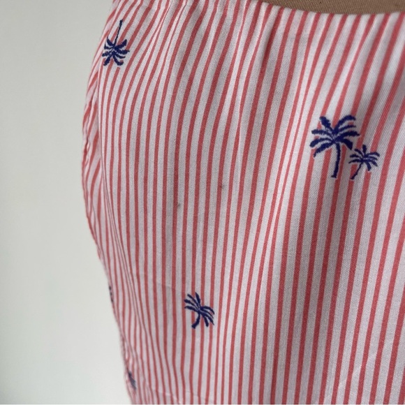 Free People Red White Pinstripe Palm Tree Print Side Ties Mini Dress Size Med - Picture 7 of 8